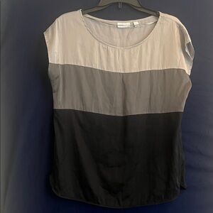 New York & Company Color Block Blouse - Black, Gray, Cream